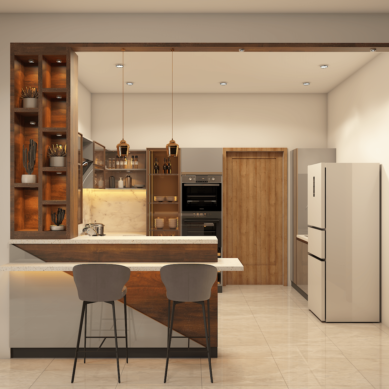 Modern Modular Open Kitchen Cabinet Design