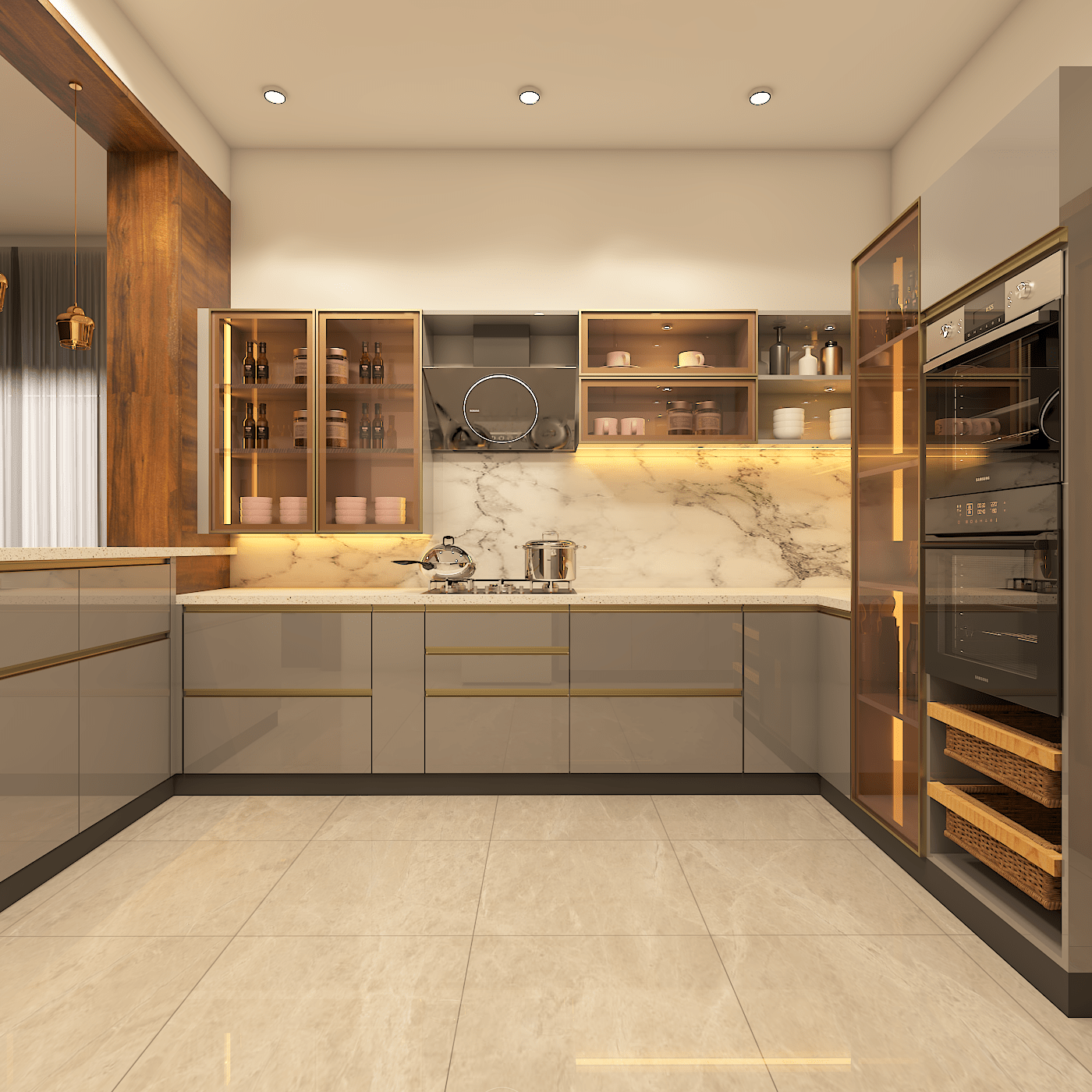 Modern Modular Open Kitchen Cabinet Design