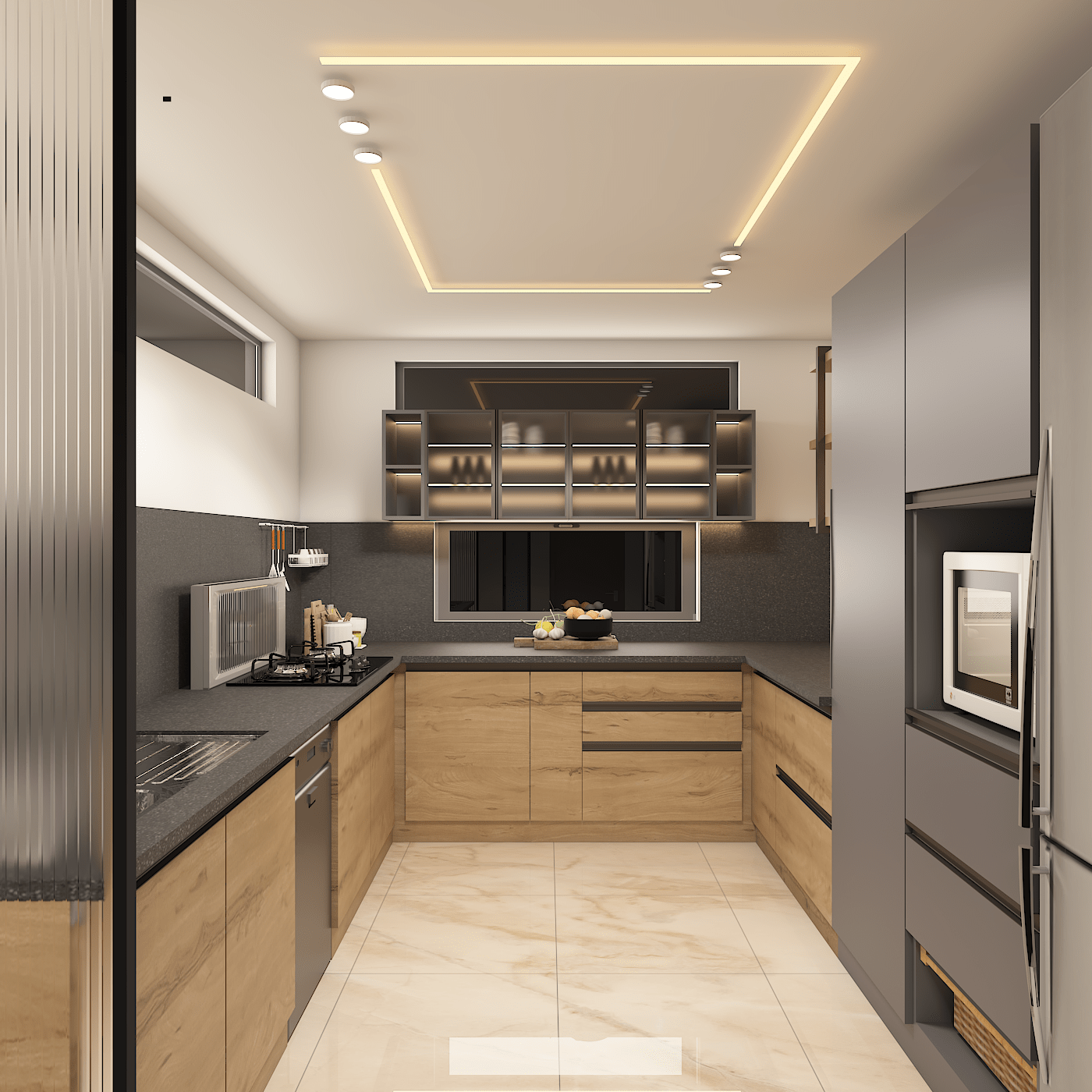 Modern Modular Open Kitchen Cabinet Design