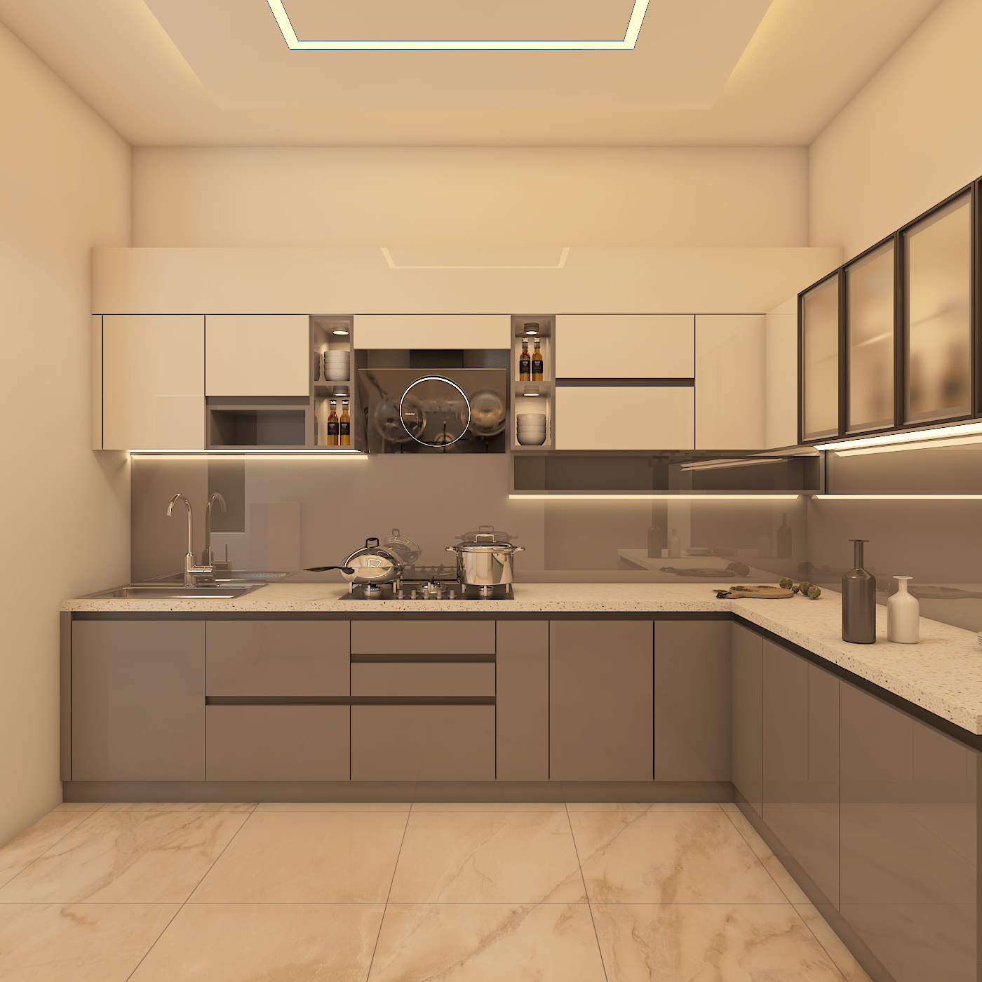 Modern Modular Open Kitchen Cabinet Design